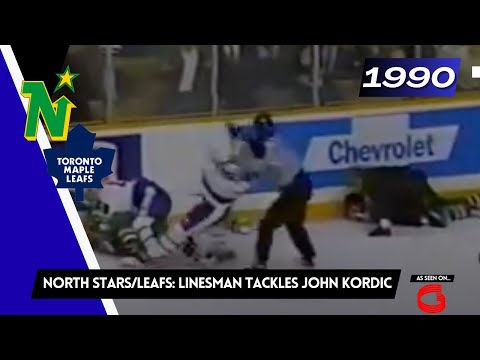 1989-90 - North Stars @ Maple Leafs - Linesman Tackles John Kordic