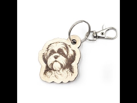 Shih Tzu Shaped Wooden Keyring