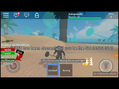Jogando simulador de Box no Roblox