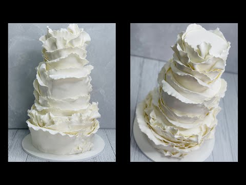 White Ruffles Wedding Cake