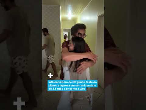 Influenciadora de SC ganha festa do pijama surpresa em seu aniversário de 83 anos e encanta a web