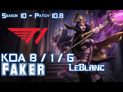 T1 Faker LEBLANC vs KASSADIN Mid - Patch 10.8 KR Ranked