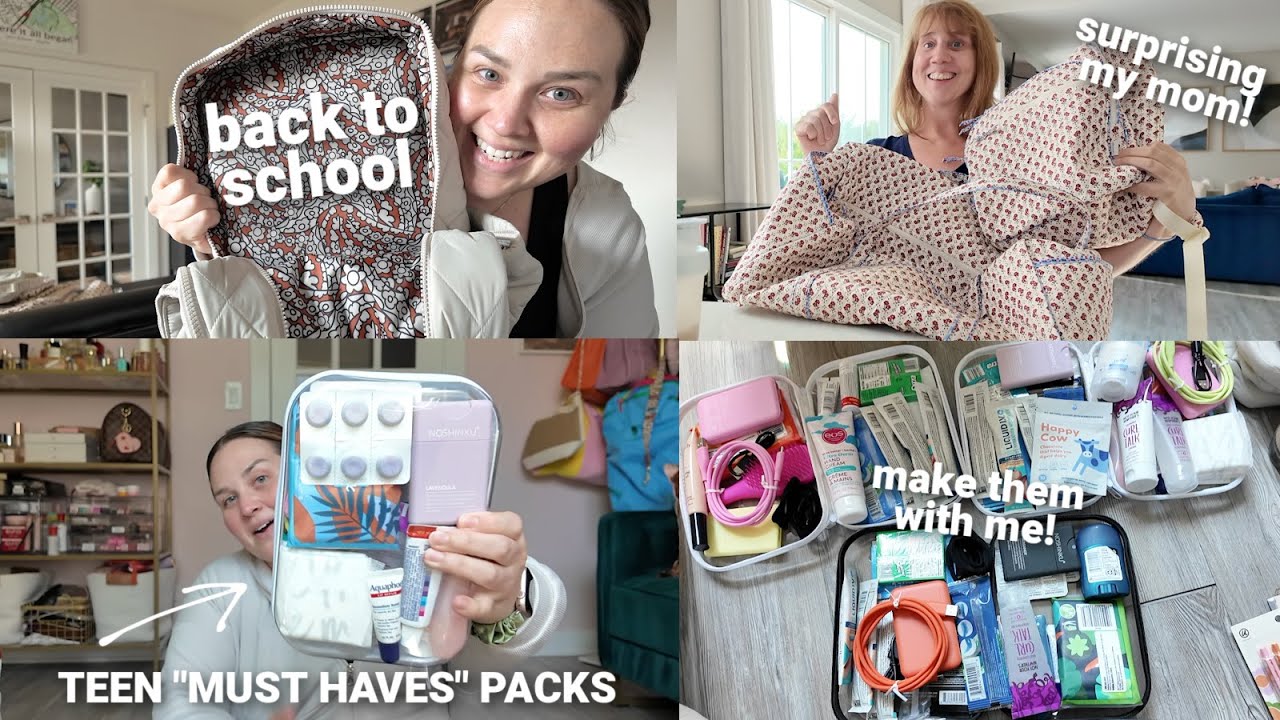 Making "Must Haves" Bags for Teen Boys & Girls 📓✏️ + SURPRISING MY MOM!