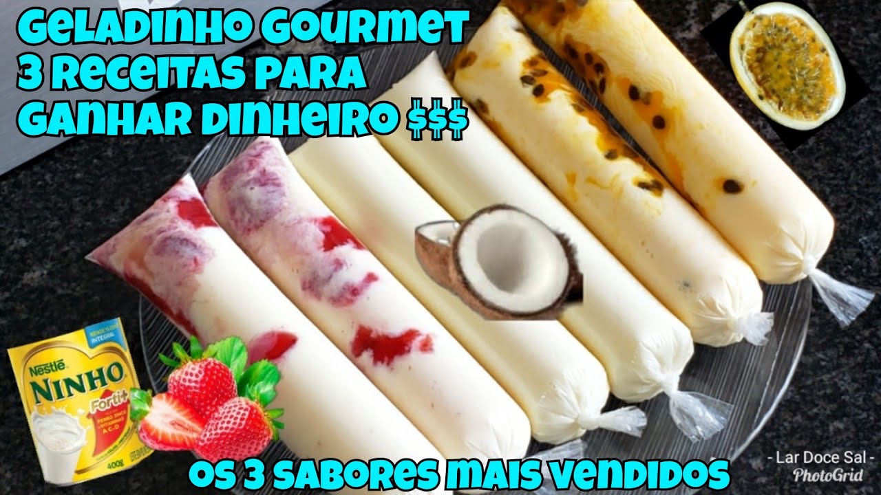 3 RECEITAS DE GELADINHO GOURMET OS MAIS VENDIDOS! 3 SABORES DE SACOLÉ GOURMET - RENDA EXTRA