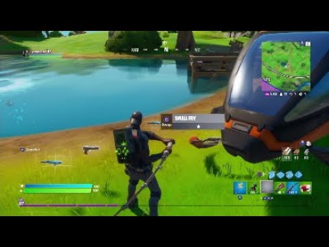 Fortnite Challenges : Catch a Weapon, a can, and a fish.