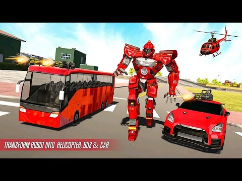 US Bus Robot Car Transform Helicopter Shooting Game - Android Gameplay