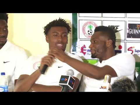 Shocker! Watch what Mikel, Iwobi and Aina did at press conference Shocker! Watch what Mikel, Iwobi and Aina did at press conference