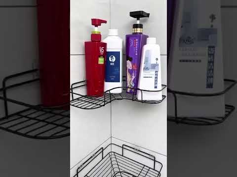 Black stainless steel bathroom corner shelf