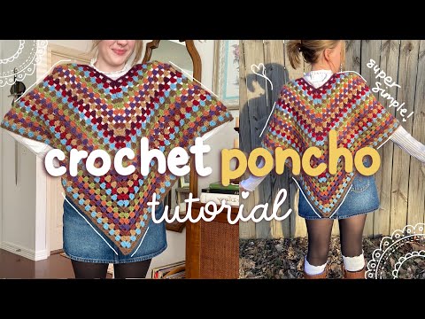 Simple Crochet Poncho Tutorial + Pattern 🦢🧶☕️🥖✨