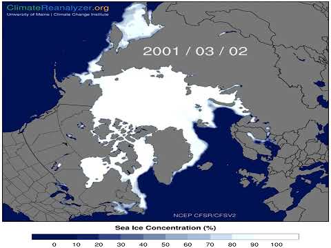 Arctic sea ice extent timelapse 1978-2024