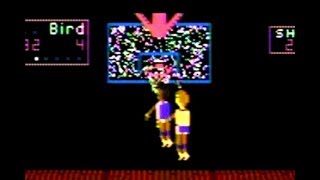 Breaking & Shattering the Glass Backboard in One on One Basketball Atari 7800