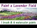 Lavender Field watercolor beginner landscape ...