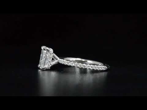 Natural Radiant Cut Hidden Halo Pave Diamond Engagement Ring - D-VS1 GIA Certified
