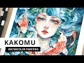 Kakomu Watercolour Process Timelapse By Margaret Morales