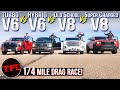 Trucks Gone Wild - Ford vs Chevy vs Ram vs Toyota Quarter Mile Drag Race - Winner takes All!