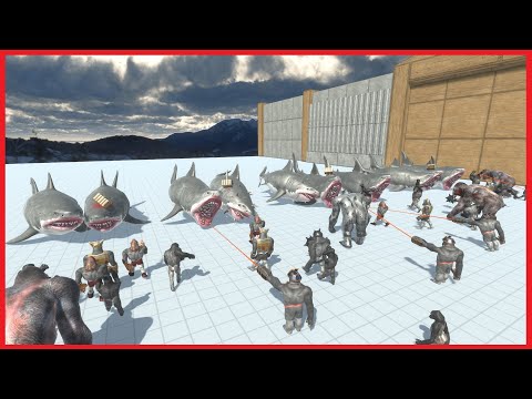 10x MUTANT MEGALODON VS 4x FACTIONS - ANIMAL REVOLT BATTLE SIMULATOR