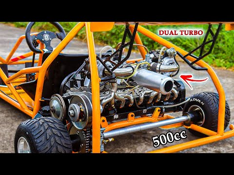 Inline-10 Dual Turbos Two-Stroke Engine put in Go-Kart