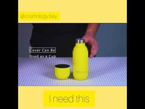 Asobu Capsule Bottle Stainless Steel Double Wall Insulated Travel Water Bottle – Lid Doubles as a Cu