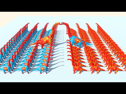 ALL SUPERMAN BRACHIO vs ALL FIRE BRACHIOSAURUS DEATH RUN - Animal Revolt Battle Simulator