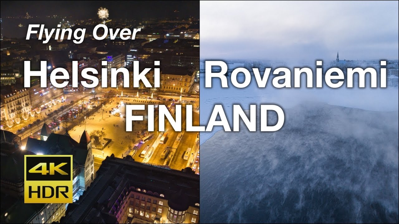 [4K HDR] Finland | Aerial Cinematic 2025–26 | ドローン空撮＆オーロラハイライト | ヘルシンキ中央駅とロヴァニエミの空撮総集編
