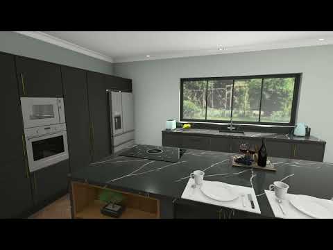Noyeks - 3D Render - A Beautiful Kitchen With A Quartz Top Island
