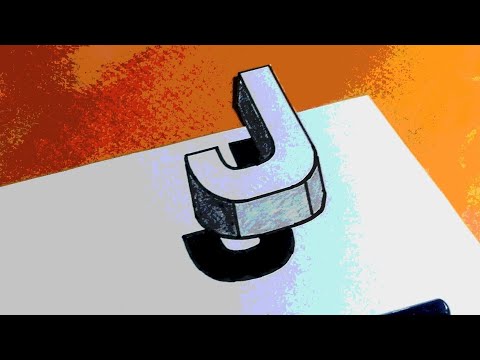 3D floating letter J drawing #3d trick art #opticalillusion #satisfying #creativeart #asmr