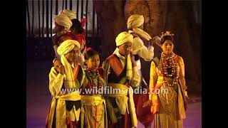 Jaintia tribe from Meghalaya dances to the lilting tunes of a bamboo flute: 1990's archival footage