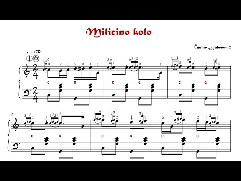 [Notni zapis za harmoniku] Časlav Ljubenović - Milicno kolo