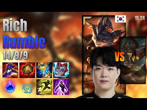 Rich Top Rumble vs Cassiopeia lol KR solo rank Full Game 15.24 | 리치 럼블 vs 카시오페아