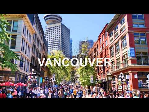 VANCOUVER Canada Place and Gastown Summer Walk Tour 4K