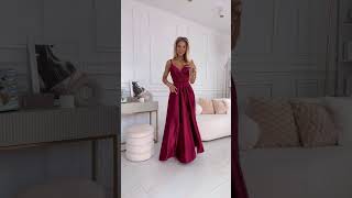 Vínové saténové šaty "Juliet" na tenká ramínka