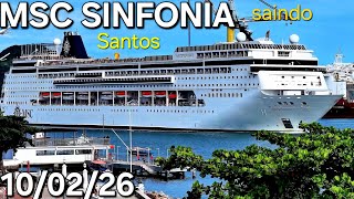 MSC SINFONIA cruzeiro 10/02/26 navio santos  #msc saindo #buzios drone  @cruzeiros2025  #cruise