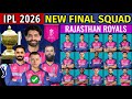 IPL 2026 Rajasthan Royals Team Full Squad RR Team New Players List 2026 RR New Team 2026