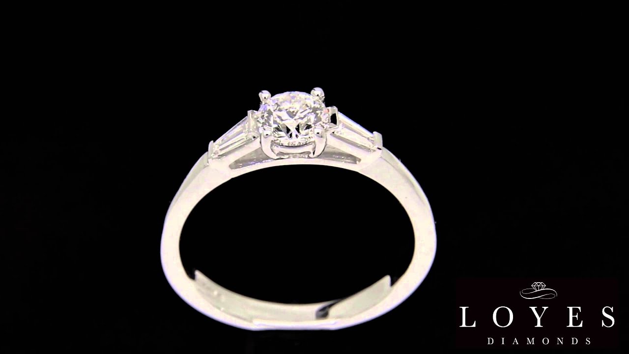 Round Solitaire With Tapered Baguettes – ‘Niamh’