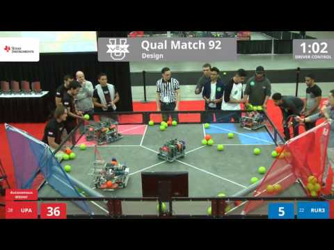 VEX Worlds 2016 - VEX U - Design - Qual 92 (UPA) 122 vs 118 (RUR3)