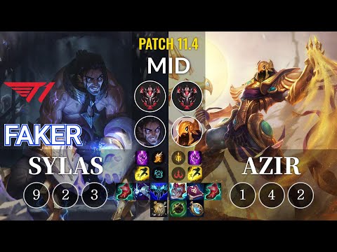 T1 Faker Sylas vs Azir Mid - KR Patch 11.4