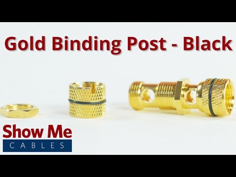 Gold Binding Post / Banana Jack Panel Mount Connector - Metal - Black #472