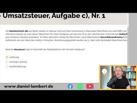 Umsatzart - fragliche Ausfuhrlieferung - Klausurbesprechung Bilanzbuchhalter F 2021 - Prüfungsquiz