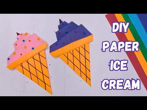 how to make easy paper ice cream for kids | diy origami paper ice cream | easy paper craft ideas