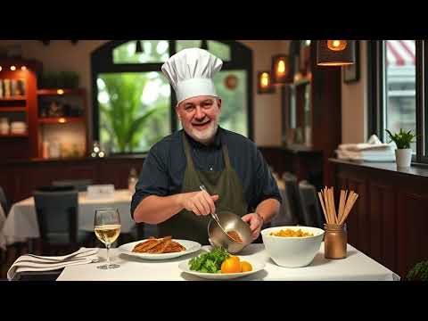 Onkel Peter arbeitet als Koch in einem Restaurant