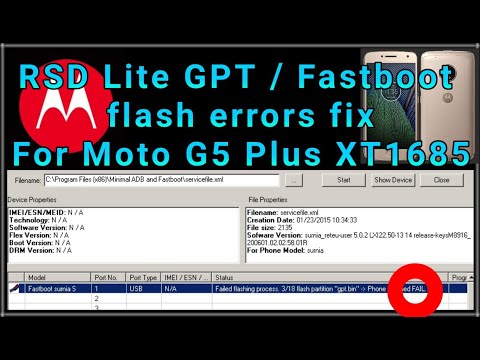 Moto G5 Plus RSD Lite GPT / Fastboot flash error fix | XT1685 original firmware | blank flash file