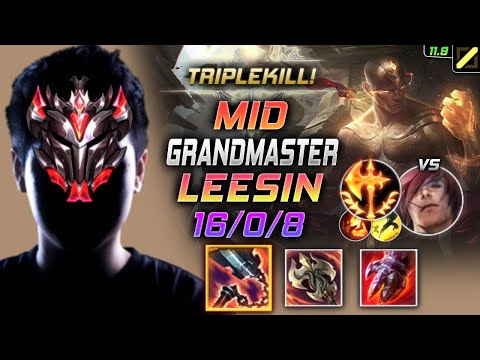 GrandMaster Lee Sin MID vs Sett - 천상계 미드 리신 템트리 룬 선혈 정복자 - LOL KR 11.9