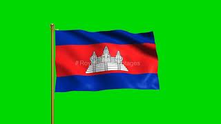 Cambodia National Flag | World Countries Flag Series | Green Screen Flag | Royalty Free Footages