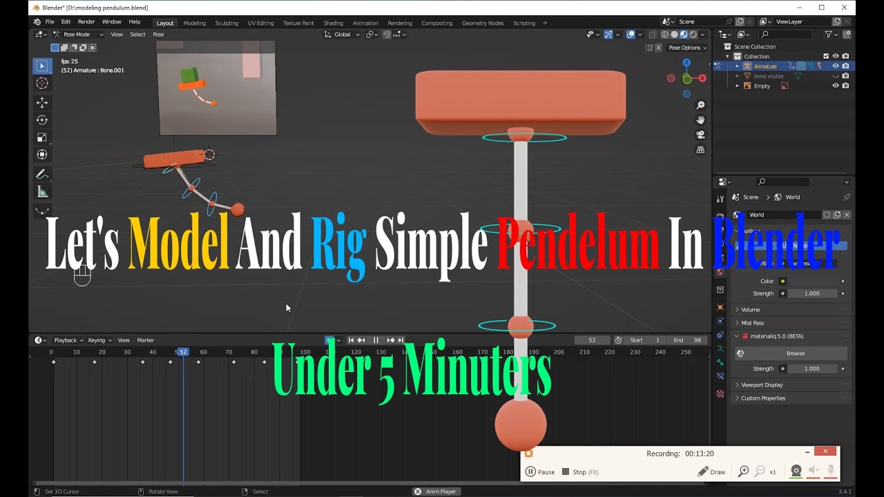 How To Model & Rig Simple Pendulum In Blender