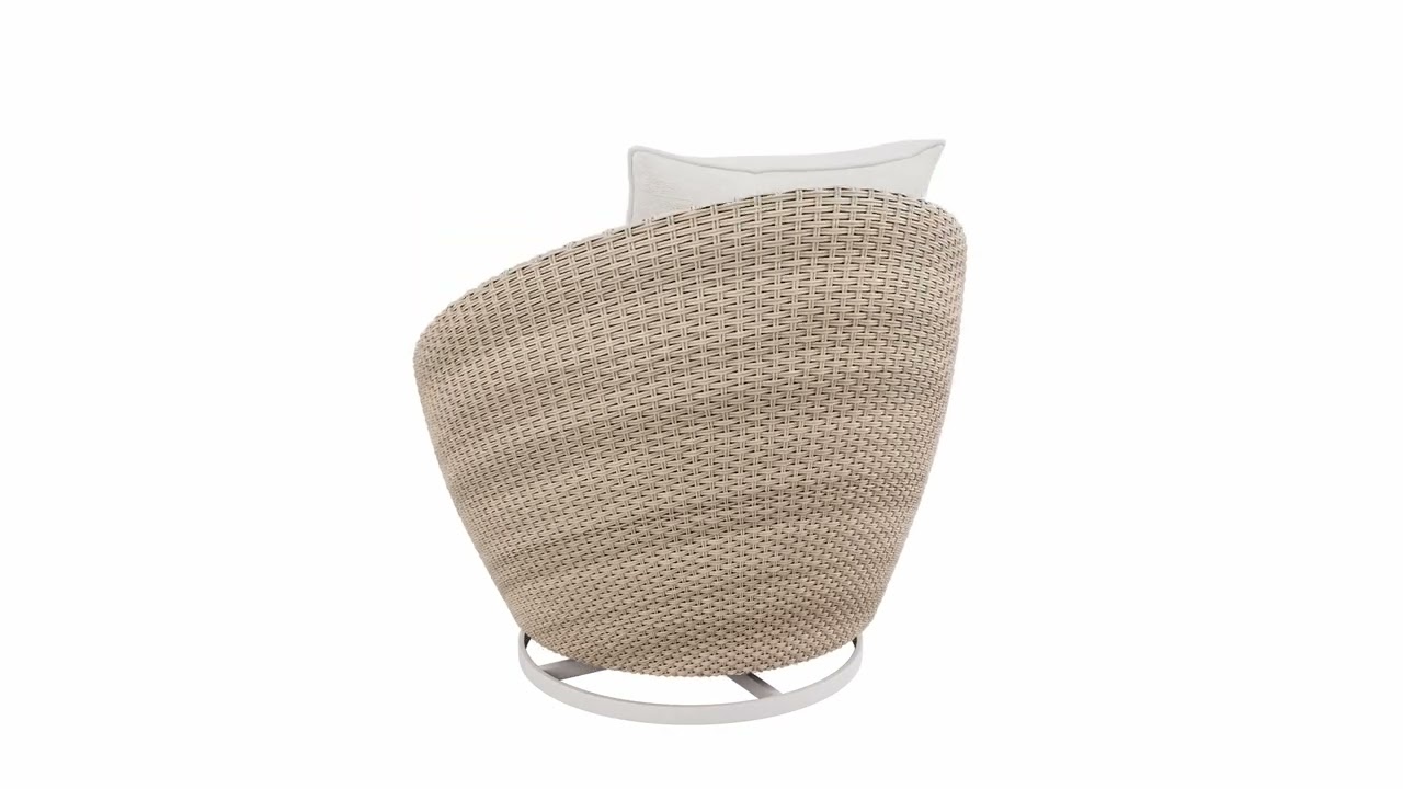 2 Seater Beige Rattan Round Bistro Set with Swivel Chairs and Table