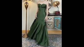 closetaine - Bow Accent Spaghetti Strap Plain Maxi A-line Evening Gown