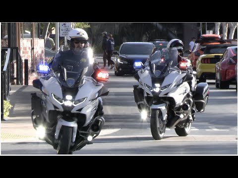 SMPD New Motors patrolling at large car show. + old CHP mustang.