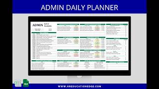 Admin Daily Planner: One Page Task Tracker & Checklist for Office Management | Excel & Google Sheets