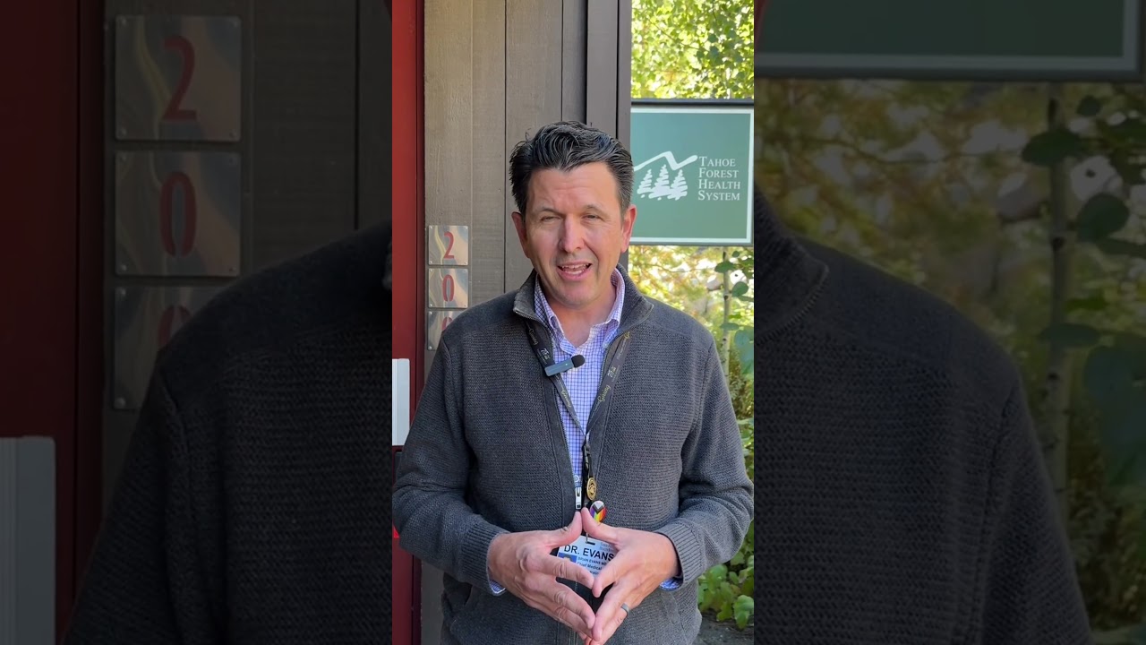 Dr. Brian Evans, Chief Medical Officer at Tahoe Forest Health System, standing in front of a medical office.