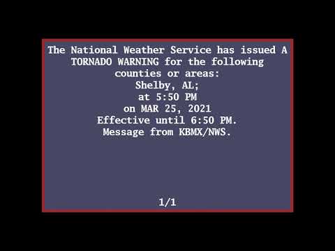 EAS Reenactment Mock: TORNADO EMERGENCY for COLUMBIANA - 03/25/2021